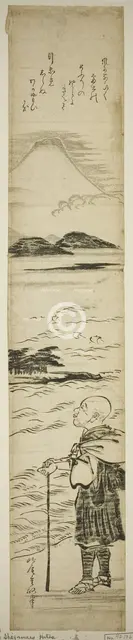 Priest Saigyo Contemplating Mount Fuji, Japan, c. 1770s. Creator: Kitao Shigemasa.