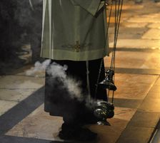 Priest uses incense, Jerusalem, Israel, 2014. Creator: LTL