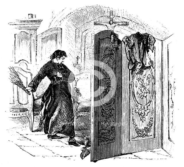 Priest whipping a penitent with a birch, c1876. Artist: Unknown