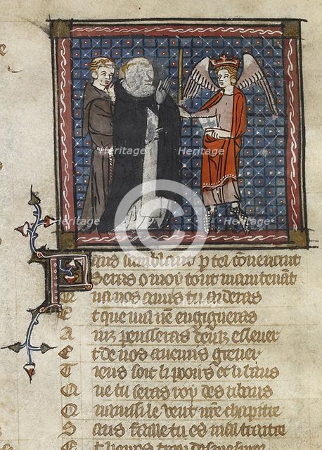 Priests and winged figure, mid 14th century. Creator: Unknown.