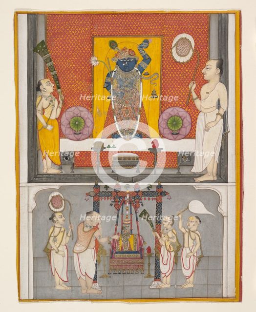 Priests before Shri Nathji, ca. 1820. Creator: Unknown.