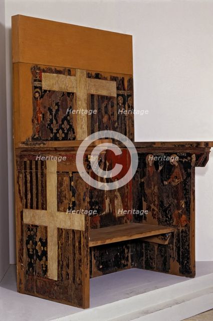 Prior chair of Princess Blanca of Aragon and Anjou, tempera on wood, 1233, from the Monastery of …