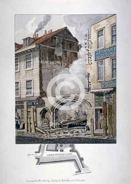 Priory of Holy Trinity or Christchurch, Creechurch Lane, City of London, 1815.  Artist: Robert Blemmell Schnebbelie