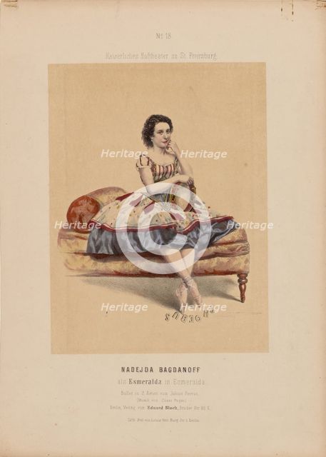 Prima ballerina Nadezhda Bogdanova (1836-1897) as Esmeralda in the Ballet La Esmeralda by C. Pugni