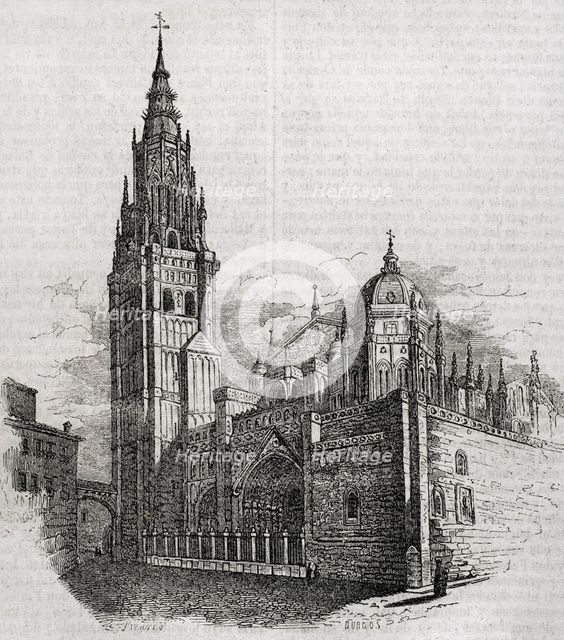 Primate Cathedral of Saint Mary of Toledo, Spain, 1852. Built in the 13th century, Gothic style.  Creator: Burgos.