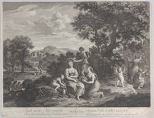 Primavera, a group of women collecting flowers and making crowns from them, ca. 1764. Creator: Giovanni Volpato
