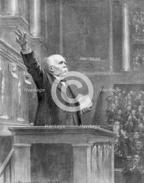 Prime Minister Georges Clemenceau announces the end of the war, 11am, 11 November 1918 (1926).Artist: J Simont