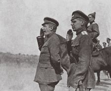 Prime Minister of the Russian Provisional Government Alexander Kerensky (Left) At the Front, 1917