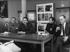 Prime Minister Olof Palme visits Kockums shipyard, Malmö, Sweden, 1976. Creator: Unknown