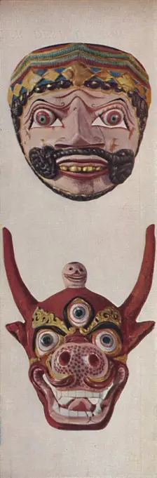 Primitive Cultures in Ritual and Festival Masks - Festival mask and Cow-face mask , c1935
