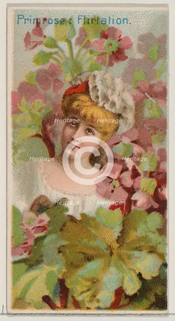 Primrose: Flirtation, from the series Floral Beauties and Language of Flowers (N75) for Du..., 1892. Creator: Donaldson Brothers.