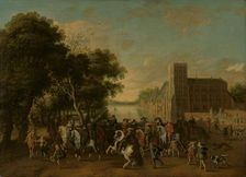 Prince Maurits, Accompanied by Prince Frederik Hendrik, Frederick V of Bohemia..., c.1621-c.1625. Creator: Pauwels van Hillegaert I