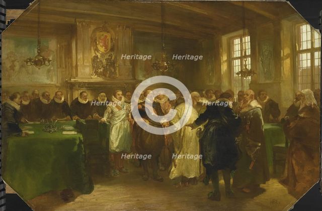 Prince Maurits Receiving a Russian Delegation in 1614, 1874. Creator: Charles Rochussen.