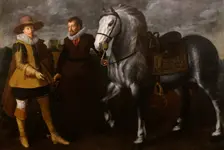 Prince Maurits with His Horse and Groom, 1624. Creator: Adriaen van Nieulandt