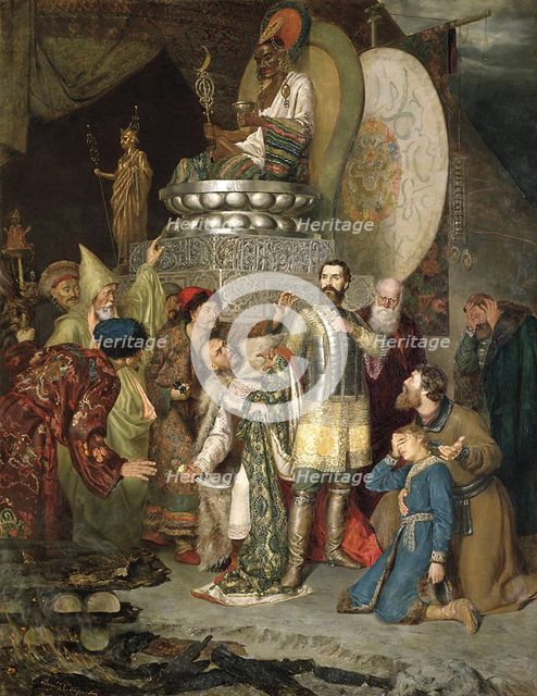 'Prince Michael of Chernigov at the camp of Batu Khan', 1246 (1883).  Artist: Vasily Smirnov