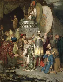Prince Michael of Chernigov at the camp of Batu Khan 1246 (1883). Artist: Vasily Smirnov