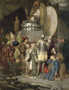 Prince Michael of Chernigov at the camp of Batu Khan 1246 (1883). Artist: Vasily Smirnov