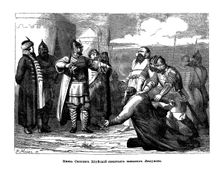 Prince Mikhail Vasiliyevich Skopin-Shuisky tearing to the deed of Prokopy Lyapunov's companions, 16 Artist: Molvo, R. (active 19th century)