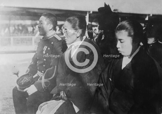 Prince Oyama with mother & wife at father's funeral, 1916. Creator: Bain News Service.