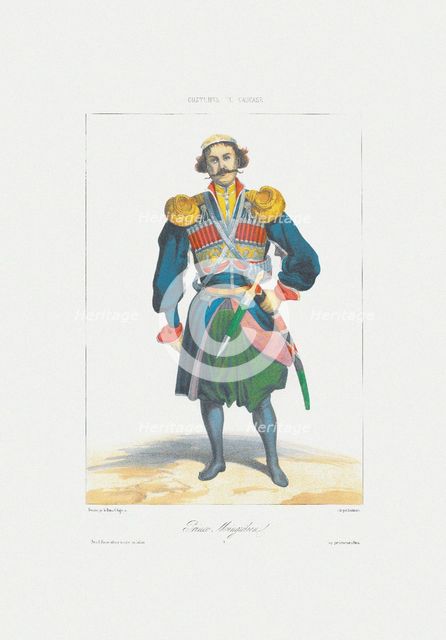 Prince of Megrelia (From: Scenes, paysages, meurs et costumes du Caucase), 1840. Artist: Gagarin, Grigori Grigorievich (1810-1893)