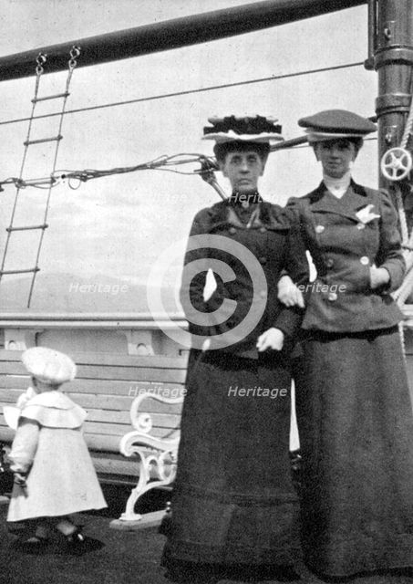 Prince Olav (1903-1991) with Lady Antrim and Miss Knollys, 1908.Artist: Queen Alexandra