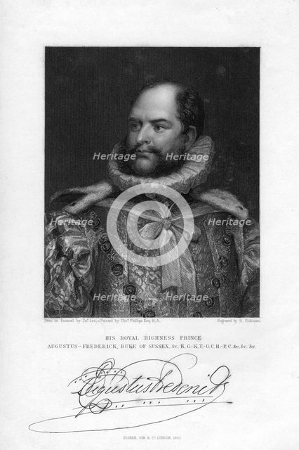 Prince Augustus Frederick, Duke of Sussex, 1840.Artist: H Robinson