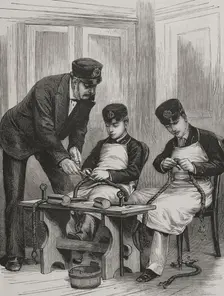Prince Albert Victor and Prince George on board the frigate HMS Britannia, c1877. Creator: Unknown