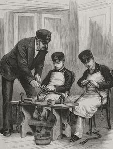 Prince Albert Victor and Prince George on board the frigate HMS Britannia, c1877. Creator: Unknown