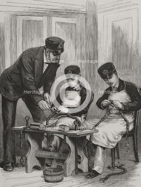 Prince Albert Victor and Prince George on board the frigate HMS Britannia, c1877. Creator: Unknown.