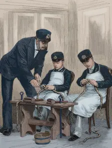 Prince Albert Victor and Prince George, (later King George V) on board the frigate...,1878 Creator: Unknown