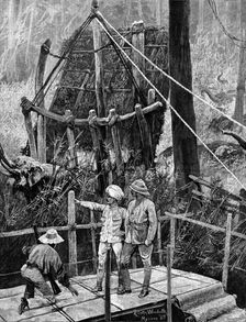 Prince Albert Victor in India: catching wild elephants, Government Khedah, Mysore District, 1890. Creator: P Naumann