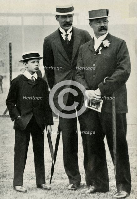 Prince Albert with his tutor and Lord Desborough, 1908, (1947). Creator: Unknown.