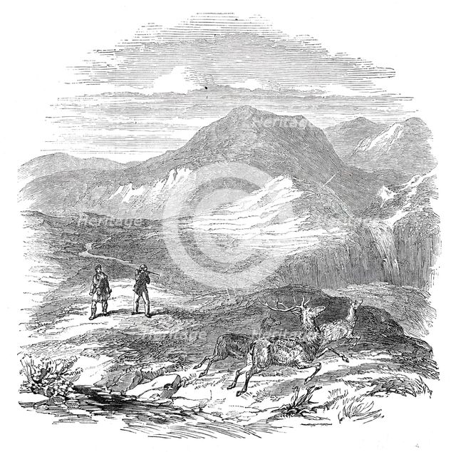 Prince Albert and Lord Glenlyon deer-stalking at Athol, 1844. Creator: Unknown.