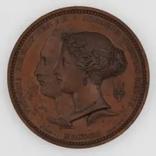 Prince Albert and Queen Victoria, bronze commemorative medal of the Great Exhibition of 1851. Creator: William Wyon