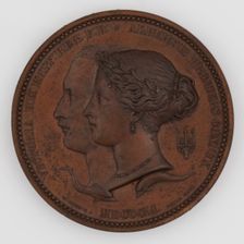 Prince Albert and Queen Victoria, bronze commemorative medal of the Great Exhibition of 1851. Creator: William Wyon
