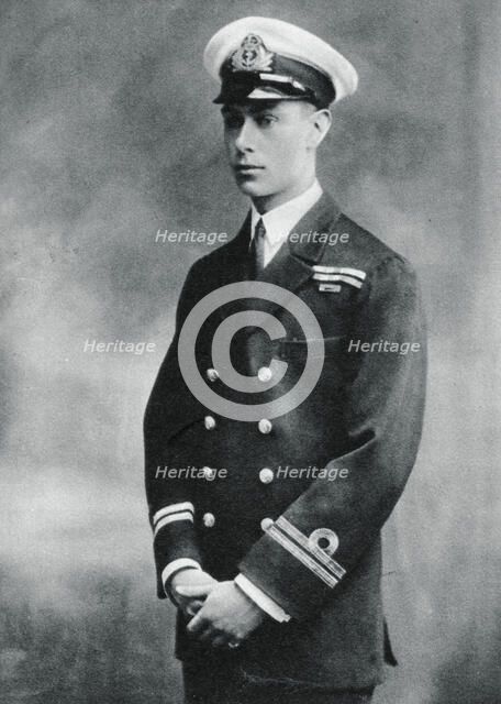 Prince Albert in the uniform of a lieutenant in the Royal Navy, 1918. Artist: Unknown