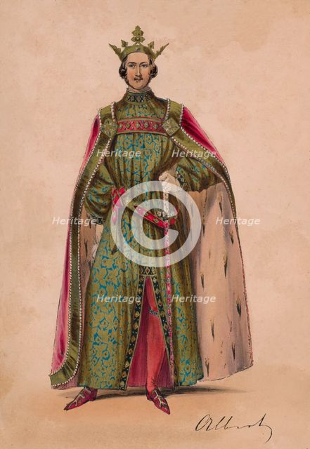 Prince Albert in costume as Plantagenet King Edward III for the Bal Costumé, May 12 1842, (1843).  Creator: John Richard Coke Smyth.