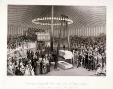 Prince Albert laying the first stone at the Royal Exchange, London, 1842. Artist: Harlen Melville