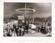 Prince Albert laying the first stone at the Royal Exchange, London, 1842. Artist: Harlen Melville