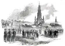 Prince Albert Laying the Foundation-Stone of the National Gallery..., 1850. Creator: Unknown
