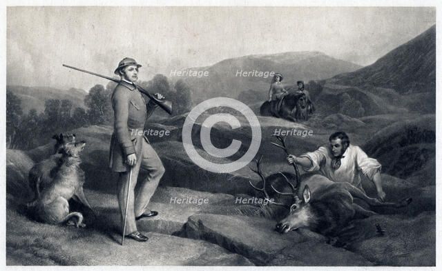 Prince Albert stag hunting, mid-19th century. Artist: Edwin Henry Landseer