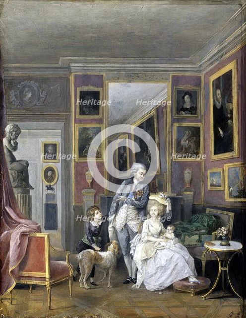 Prince Alexander Sergeevich Stroganov with his wife Ekaterina Petrovna and children, ca 1778. Artist: Anonymous  