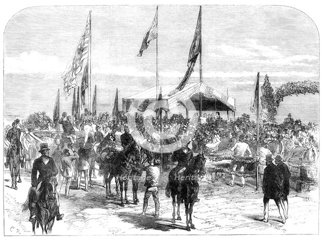Prince Alfred in Australia: His Royal Highness receiving address of the Glenelg Corporation, 1868. Creator: C. R..
