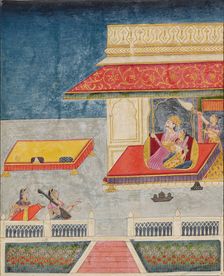 Prince and princess with attendant and musicians, c1800