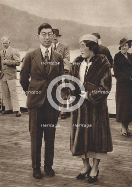 'Prince and Princess Chichibu arriving on the Queen Mary, April 12th', 1937. Artist: Unknown.