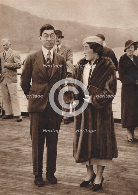 'Prince and Princess Chichibu arriving on the Queen Mary, April 12th', 1937. Artist: Unknown.