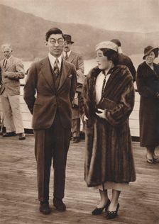 Prince and Princess Chichibu arriving on the Queen Mary, April 12th 1937