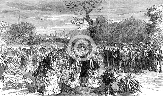 Prince Arthur at the Royal Horticultural Society's Exhibition, Birmingham: The Gardens, 1872. Creator: Unknown.