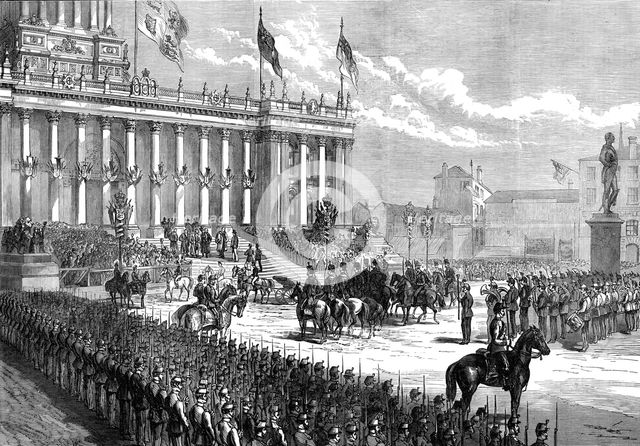 Prince Arthur at Leeds: arrival of the Prince at the Townhall, 1872. Creator: Unknown.
