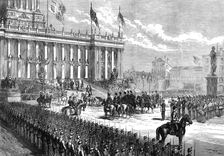 Prince Arthur at Leeds: arrival of the Prince at the Townhall, 1872. Creator: Unknown